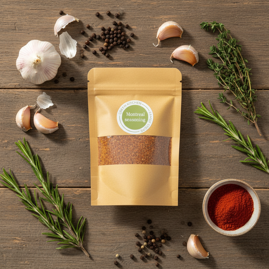 Flat lay Montreal Seasoning 100g