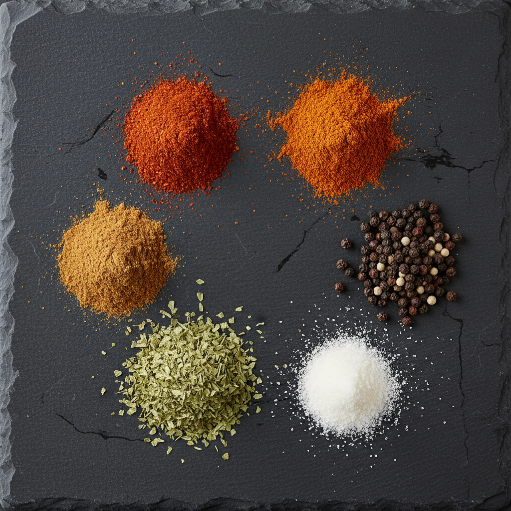Flat lay especias para tacos