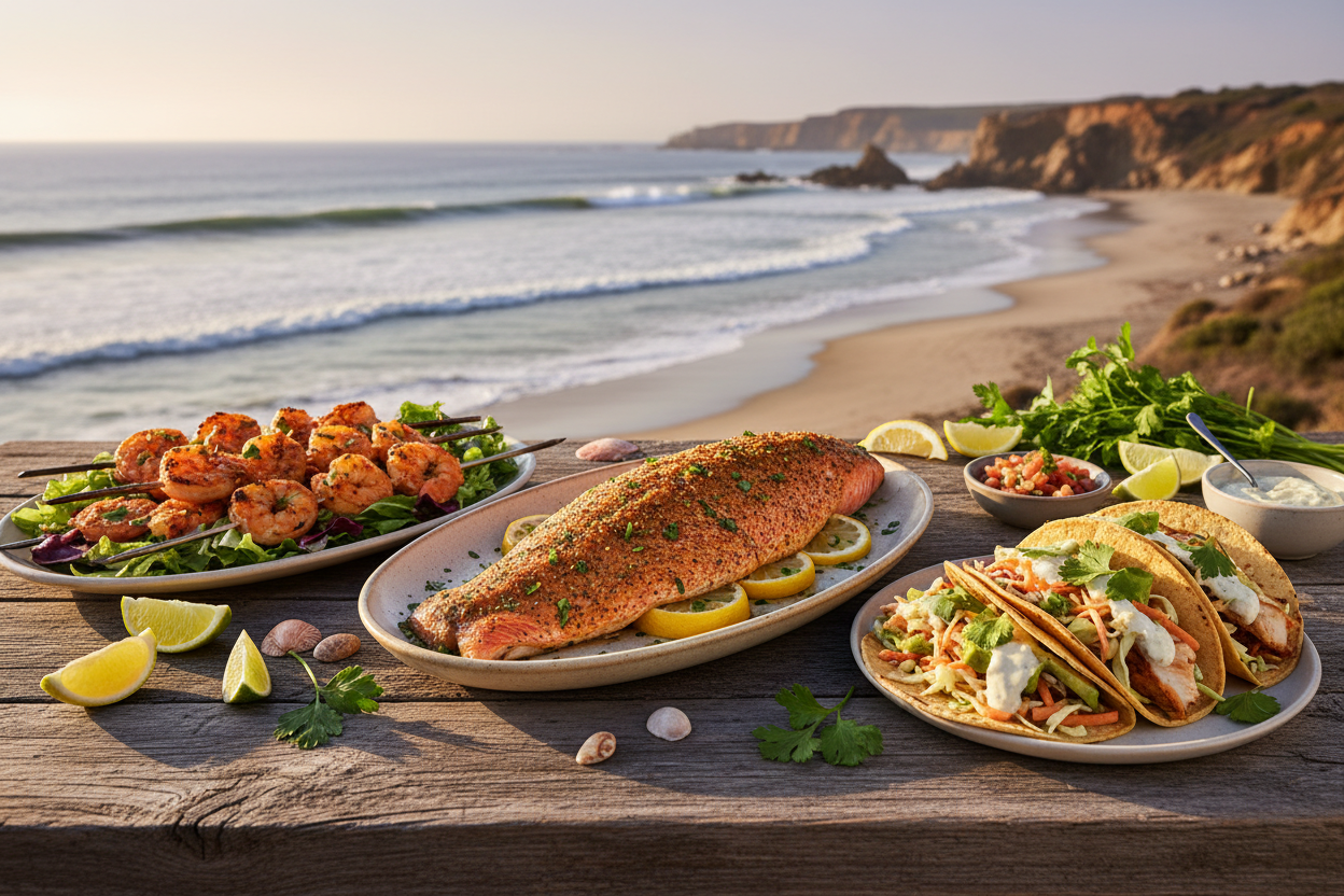 Variedad de platillos de mariscos