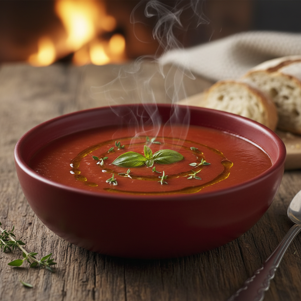 Sopa roja en tazón