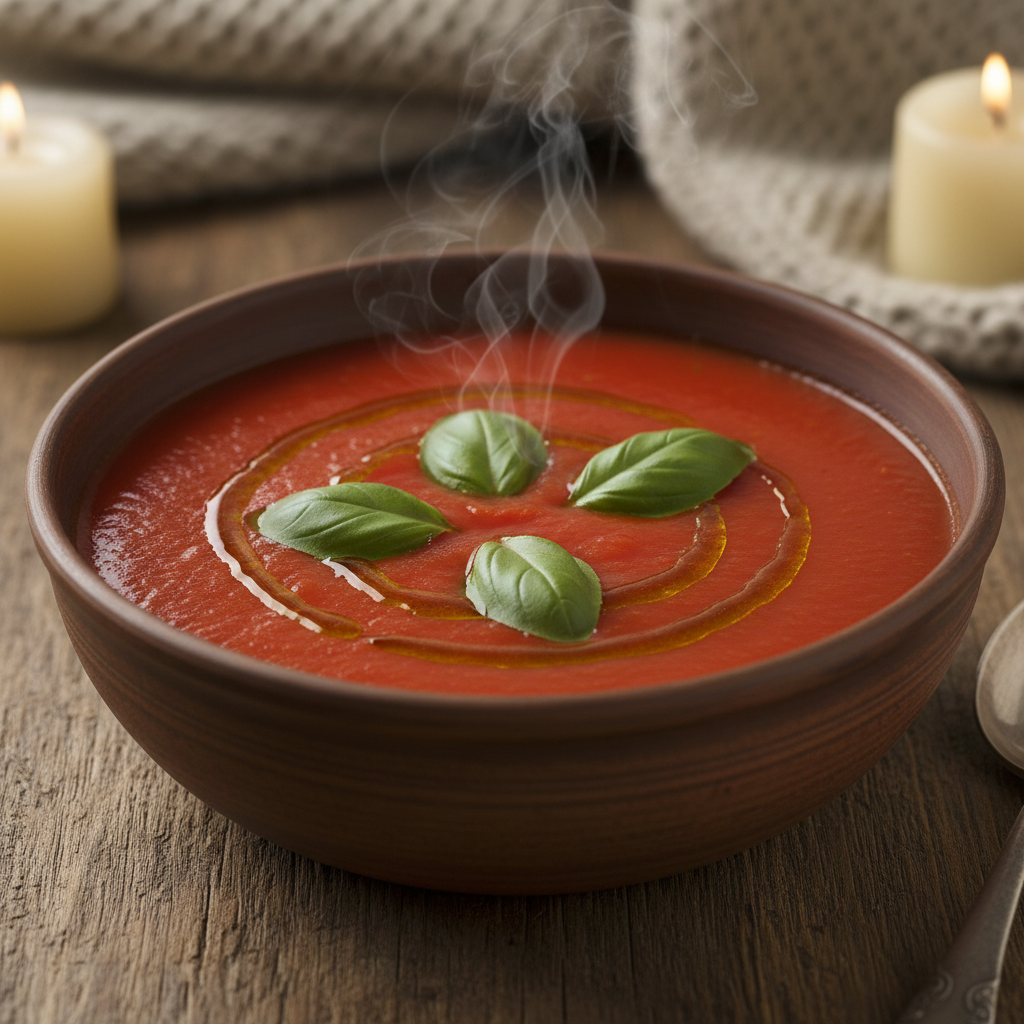 Sopa roja en tazón