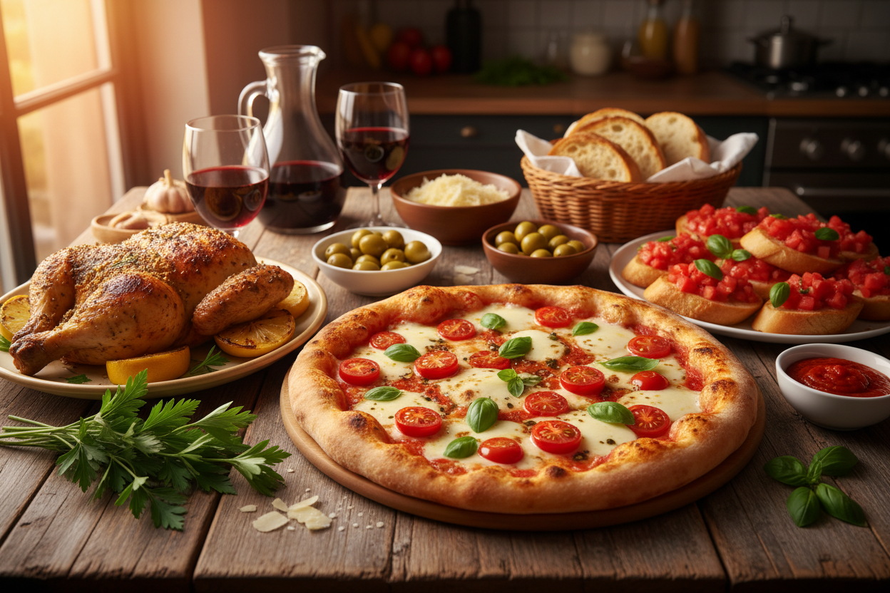Variedad de platillos italianos